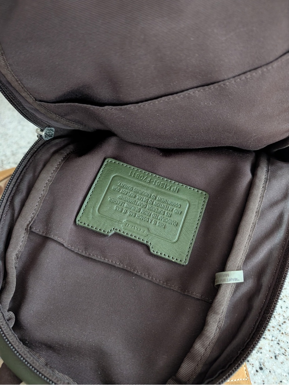 Coach Olive Green Leather Sling Backpack Crossbody Chest Bag - Picture 6 of 6